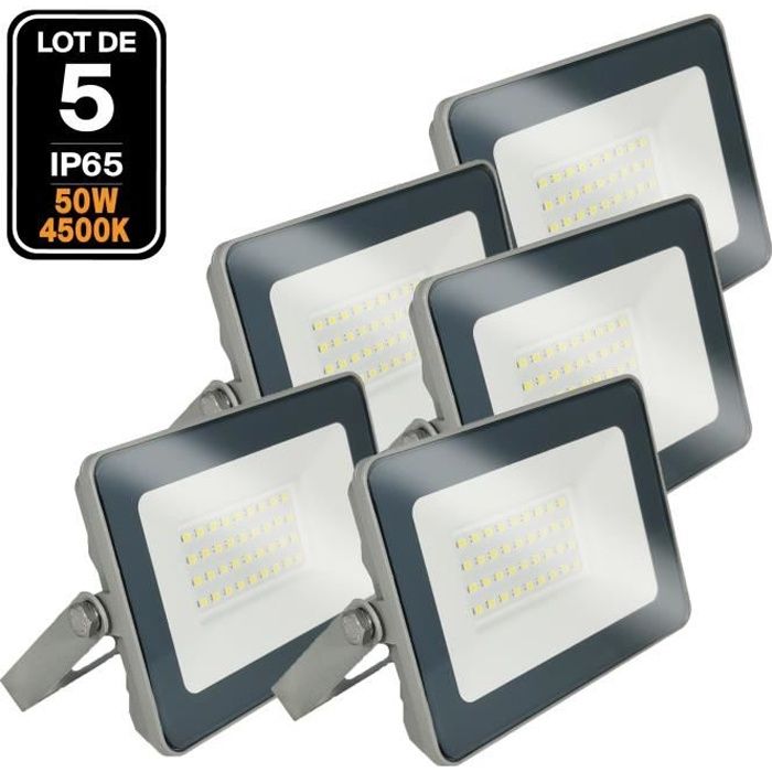 Auralum Projecteur LED 50W Blanc Froid COB LED Projecteur /Étanche IP65 Lumi/ère dInondation Gris Coque