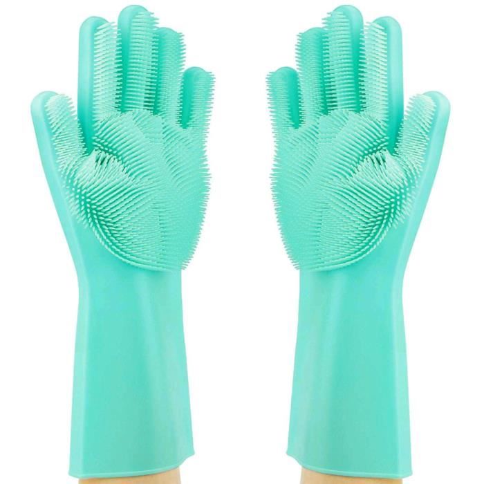 Gant en Caoutchouc pour la Maison Viesap Gants en Silicone Silicone Ecologique Accessoire Ustensile de Cuisine,Anti Chaleur Resistant pour M/énage,Violet. Gants en Silicone avec Brosse de Nettoyag