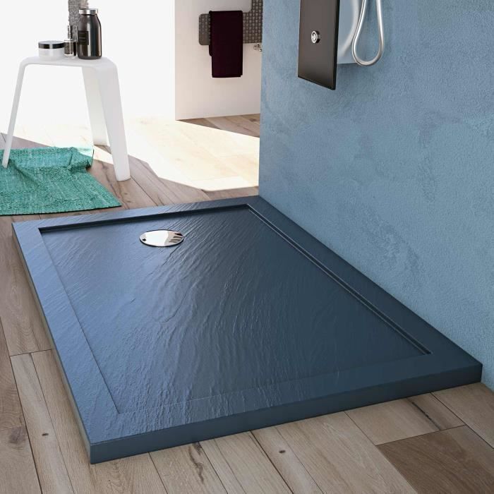 JACOB DELAFON Receveur de douche extra-plat Ipso E62304-AGM 120x90x3,5 cm - Garantie 10 ans, Gris anthracite, texture pierre - Bricolage