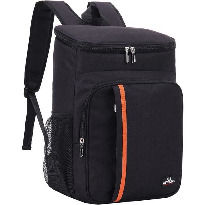 Sac à Dos Isotherme - Portable - Noir - Grande Capacité - Idéal pour Pique-Nique et Camping