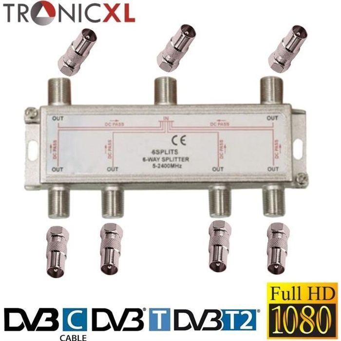 Répartiteur antenne tv tnt 6 sorties