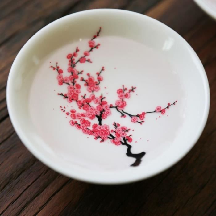 Mug Décoratif Chat Noir Et Sakura - Calligraphie Japonaise "Love" - Céramique Brillante 325ml - Neuf Avec Boîte