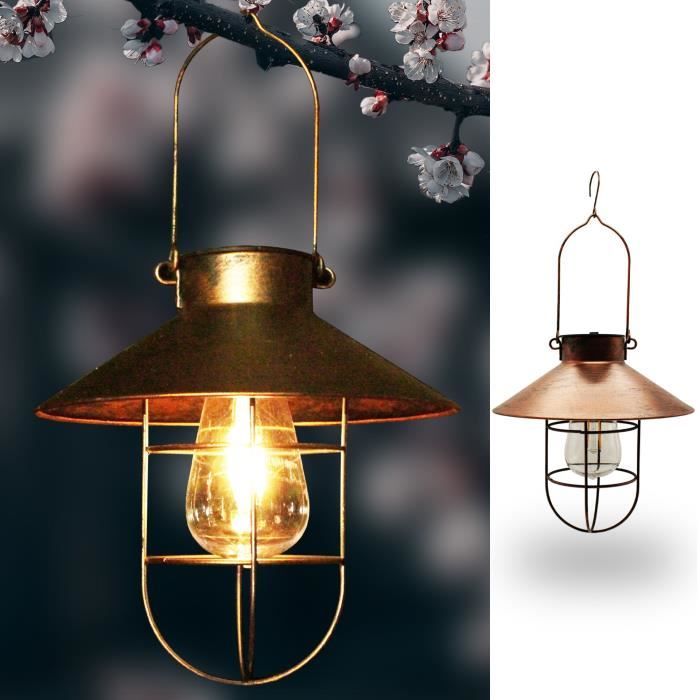lampadaire extérieur,lanterne led solaire d'extérieur, luminaire décoratif, idéal pour un jardin ou une rue- brown[e6488]