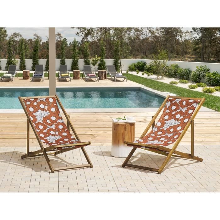 Set de 2 toiles de rechange pour transat avec motif coquelicots ANZIO/AVELLINO