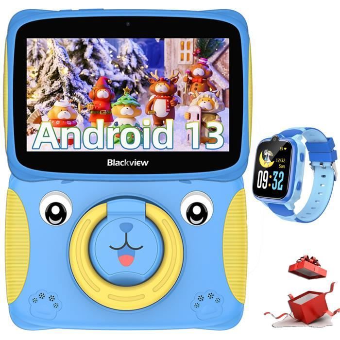 Blackview Tab 3 Kids Tablette Tactile pour Enfants Android 13 4+32Go-SD 1To 3280mAh Éducative Tablette Avec Montre Enfant Z10 Bleu