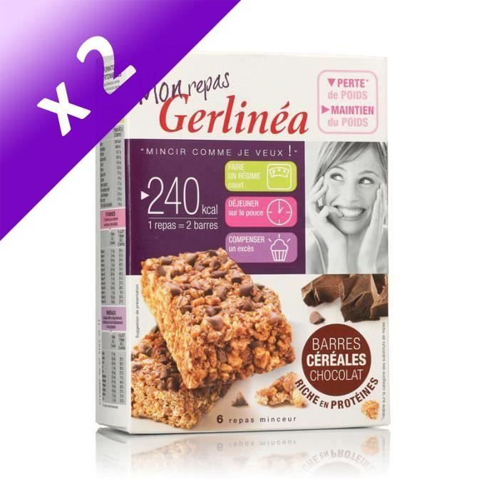 LOT DE 2] GERLINEA Barre céréalière substitut de repas au chocolat