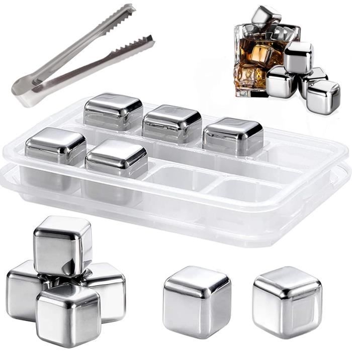 Lot De 16 Glaçons Inox Réutilisables – Pierres à Whisky Style Poker, Refroidissent Sans Diluer, Cadeau Idéal Fête Des Pères !
