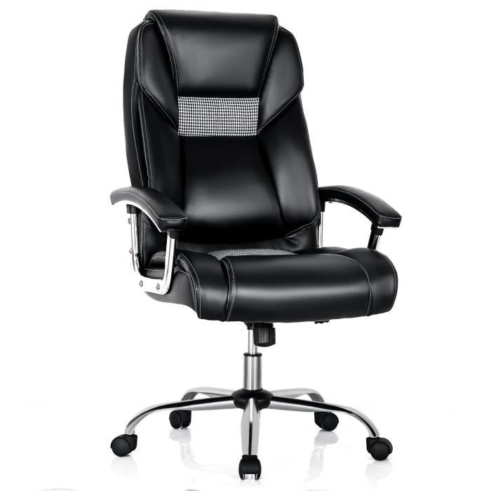 fauteuil à bascule - costway - ultra souple - base galvanisée robuste noir