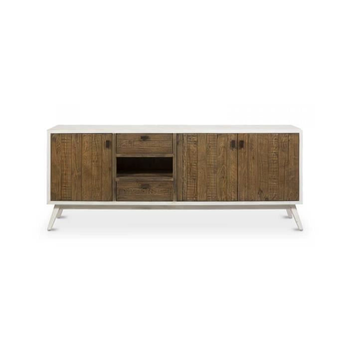 meuble tv campagne - decoration d'autrefois - smarttrunc - bois massif - blanc - porte(s) et tiroir(s)