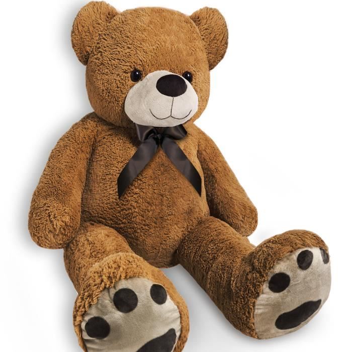 grand nounours ours en peluche géant xl brun teddy bear 150 cm doux moelleux