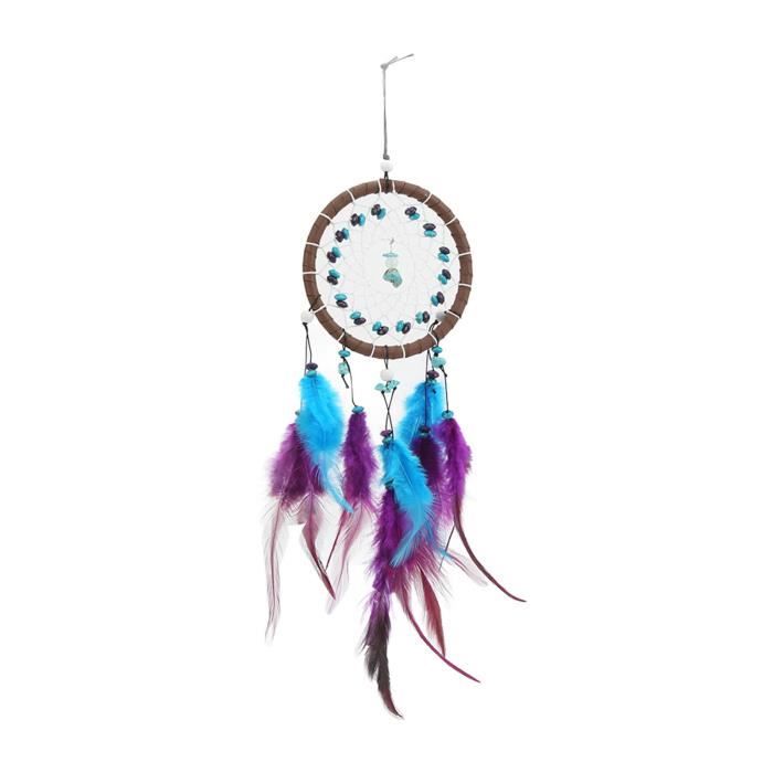 Attrape-rêves Décoratif Mural Pour Chambre - 5 Anneaux Porte-bonheur - Fait Main Avec Plumes Naturelles - Idée Cadeau Zen Et Positif - 11