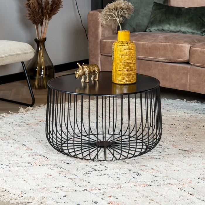 Senna Table Basse Industrielle Métal Noir Ø 60 Cdiscount Maison
