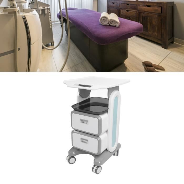 Chariot Médical Mobile Rocita à 3 Tiroirs - Pour échographe Ou Matériel De Salon, Capacité 50kg, Roues Silencieuses, Gris