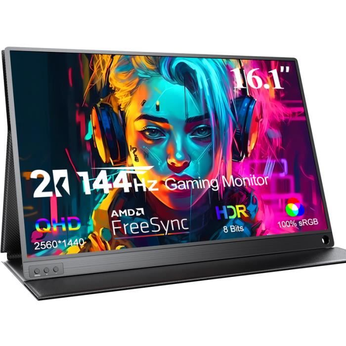Moniteur portable EVICIV 2K 144 Hz 161 pouces – FreeSync HDR