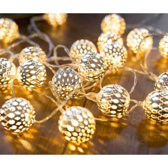 Guirlande lumineuse marocaine LED 10 boules argentées décorations de Noël  halloween - blanc froid - Cdiscount Maison