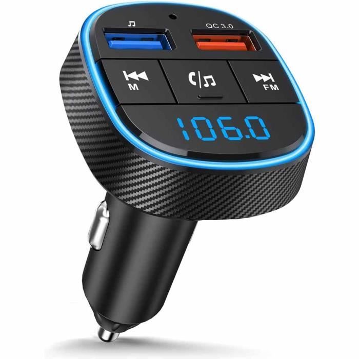 Transmetteur FM Bluetooth 5.0 Chargeur de voiture Double USB