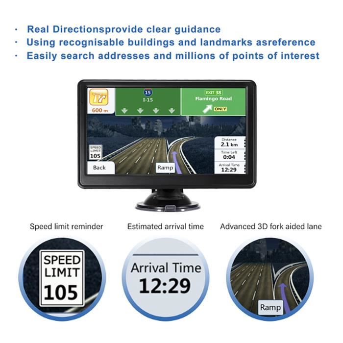 GPS Universel 5 Pouces Écran Tactile - 8 Go, Cartes, MP3, FM, Alertes Trafic - Pour Voiture, Camion