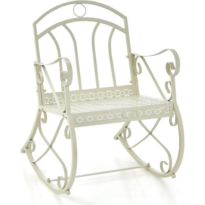 fauteuil à bascule de jardin en métal - goplus - style antique - charge 150 kg