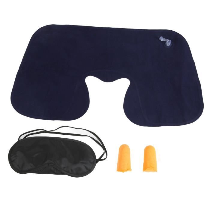 Coussin De Voyage Gonflable Portable Avec Support Appui-Tête - Oreiller Voyage Noir Pour Avion Train Bureau