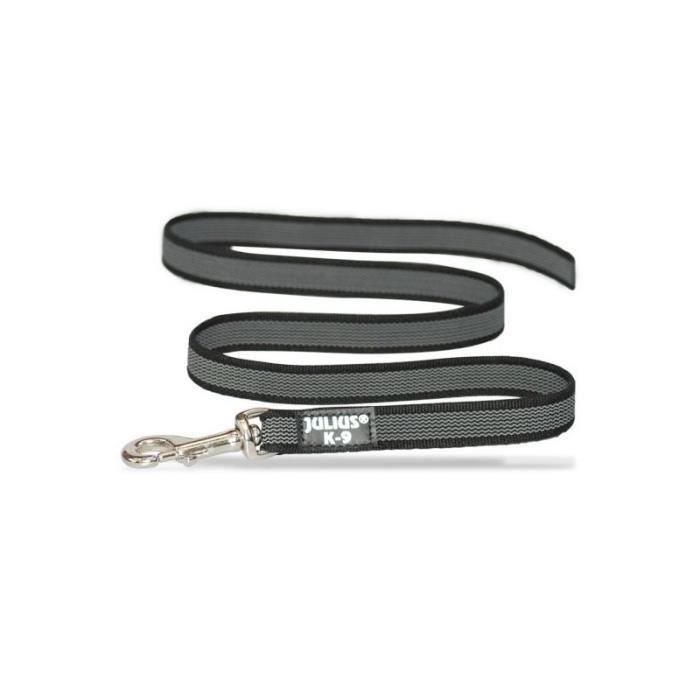 Comparer les prix de Laisse anti-glisse avec poignée 20 mm et anneau en O - Julius K9 Noir