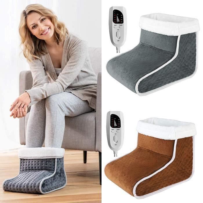Chauffe-pieds électrique gris, chauffe-pieds électrique avec doublure lavable, chauffage