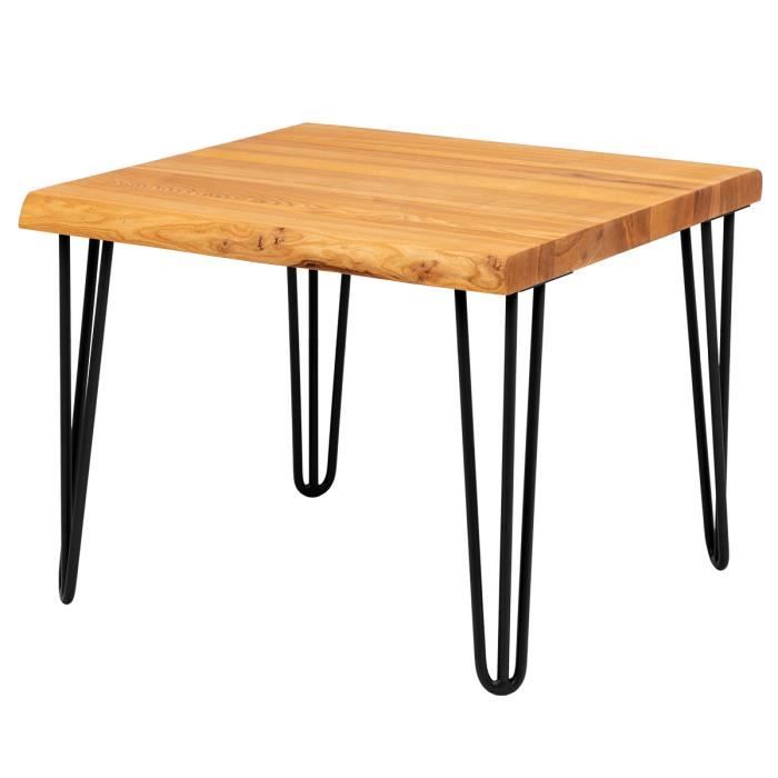 lamo manufaktur table basse en bois - industriel - salon - 60x60x47cm - frêne foncé - pieds métal noir - modèle creative