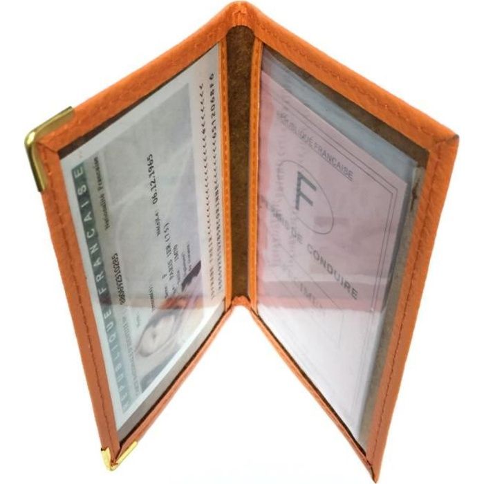 LOLUNA Porte-Carte Compact Cuir – Étui Pièce D'Identité + Permis – Format Minimaliste Rouge