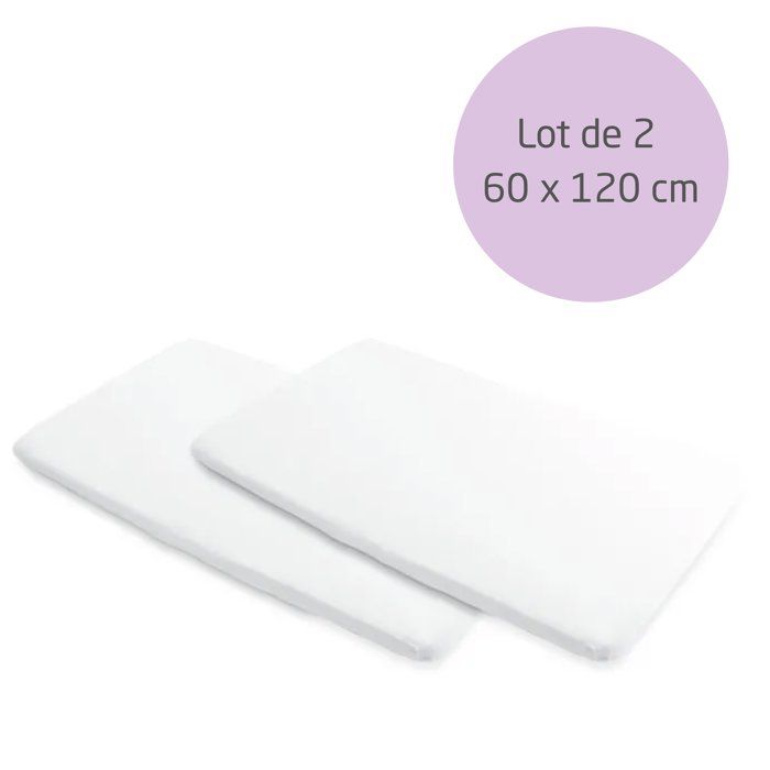 MAXI-COSI Lot de 2 Draps housses 60 x 120 de protection imperméables conçu pour le lit bébé Merlin Maxi-Cosi 100% coton oeko tex