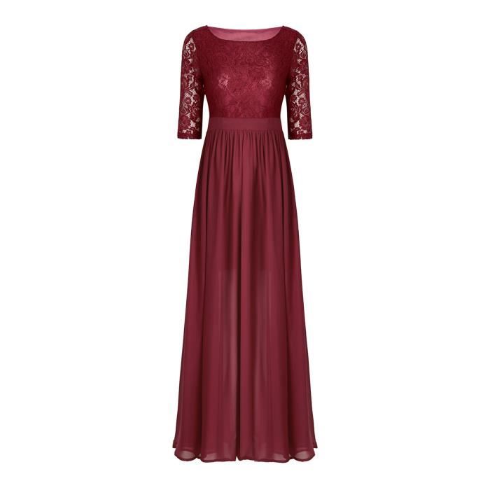Robe Longue Mariage Femme Robe Demoiselle D Honneur Soiree Ceremonie Dentelle Florale Robe De Bal Mousseline Cocktail Fr 34 46 Rouge Achat Vente Robe De Mariee Soldes Sur Cdiscount Des Le 20 Janvier Cdiscount