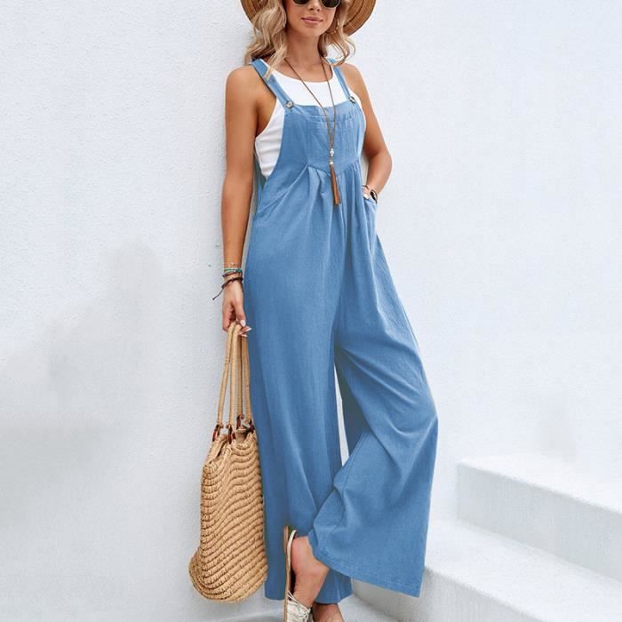 Combinaison Femme Sans Manche Chic Loose Pantalon Décontractée