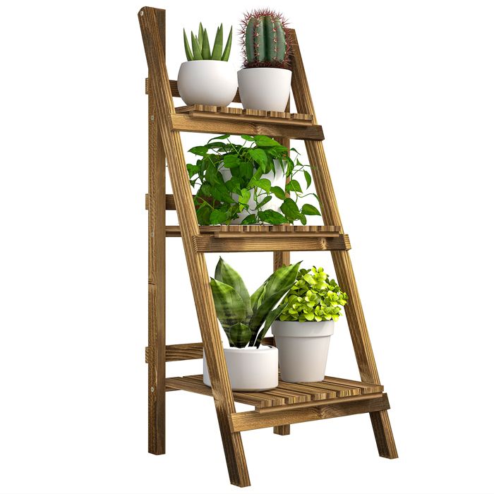 Étagère échelle 3 niveaux pliable en bois de sapin 40 x 37 x 93 cm - support pour plantes