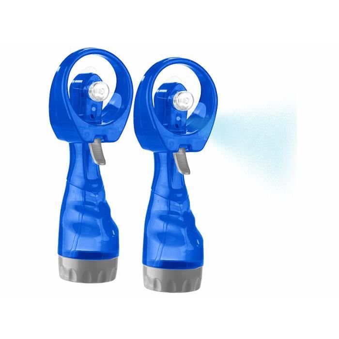 Ventilateur vaporisateur nomade 2 en 1 - PEARL - 300 ml - Bleu - Piles AA non fournies - Design ergonomique - Pearl