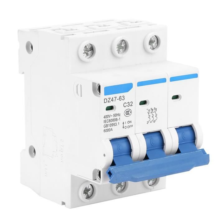 Disjoncteur Miniature DZ47-63 C25 4P - 25A 400V 6000A Rail DIN Protection Surcharge Et Court-Circuit