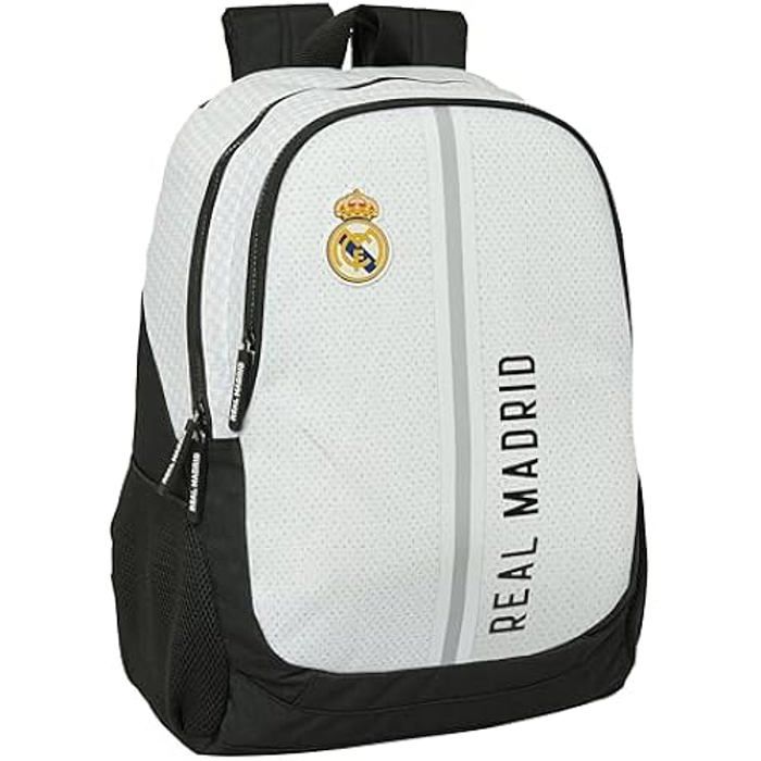Sac à dos scolaire SAFTA - Real Madrid 1ère équipe 24/25 - Blanc - Pour enfants de différents âges