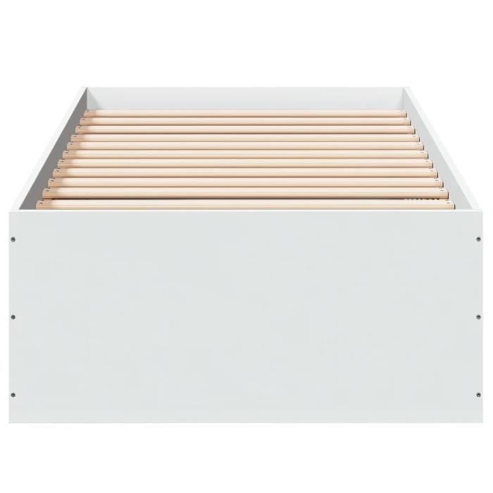 Cadre de lit - SALUTUYA - QPI01641 - 90x190 cm - Bois dingénierie - Blanc
