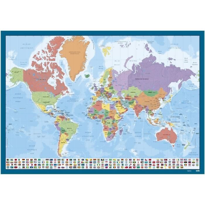 Sous-main carte du monde rose lavable Idée cadeau pour les enfants