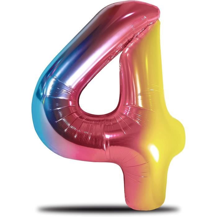 Ballon Chiffre 10 XXL Arc-en-ciel – Anniversaire, 90 Cm, Aluminium, Avec Paille De Gonflage, Réutilisable