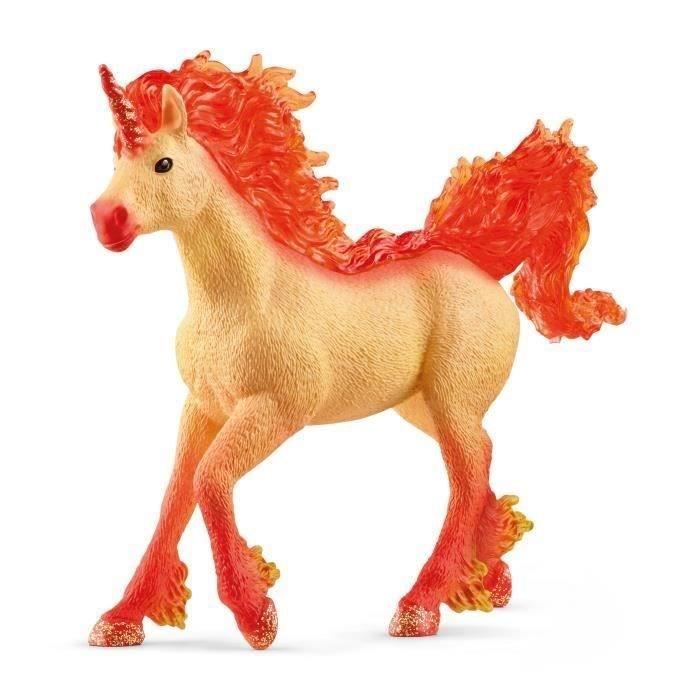figurine étalon licorne de feu elementa - figurine cheval schleich à la crinière et queue transparentes - pour garçons et filles -
