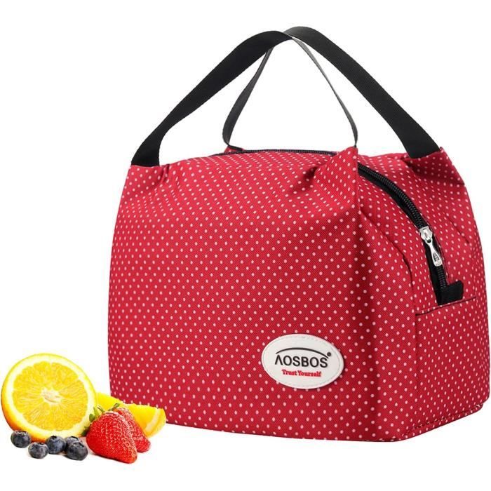 AOSBOS Sac Isotherme Repas 5L – Lunch Bag Noir Poignée Amovible – Étanché & Compact Pour Bureau & Pique-Nique