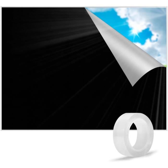 Store Occultant Thermique Sans Perçage 300x147 Cm - Noir, Isolation Lumière Et Chaleur, Attaches Adhésives - Pour Chambre, Bureau, Fenêtre De Toit - 5