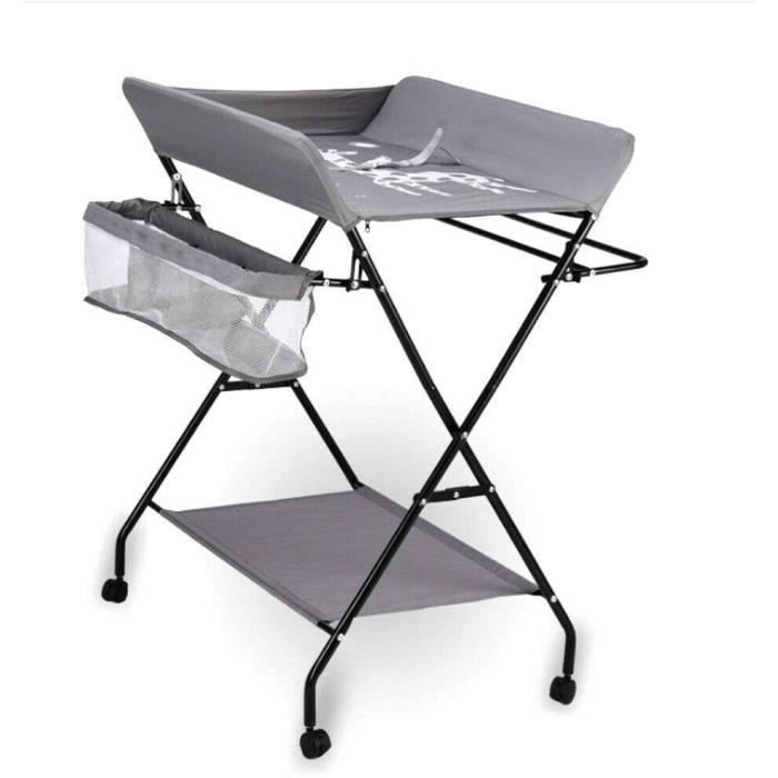 Panier Rangement Bébé Pliable Avec Compartiments - Pour Table à Langer, Couches, Lingettes - Gris