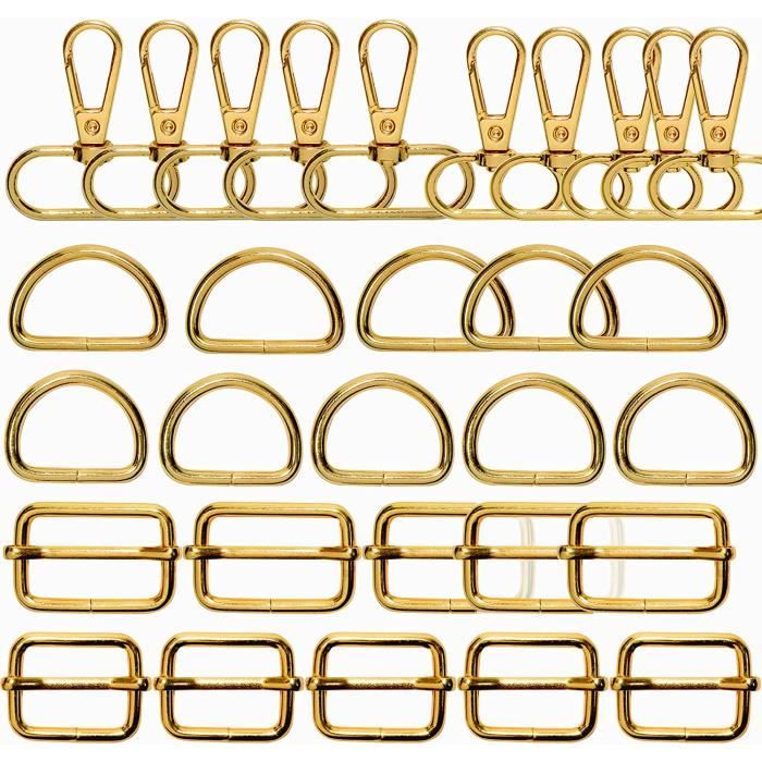 30 Pièces Anneaux En D, Mousquetons & Boucles Tri-Glide - Zinc - Pour Sacs, Ceintures, DIY