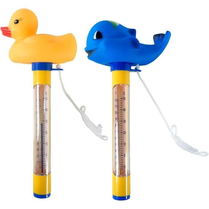 Well2wellness® Termometro Per Piscina Galleggiante A Forma Di Anatra E Pesce: Set Da 2 Con Cordino, 0-50°C