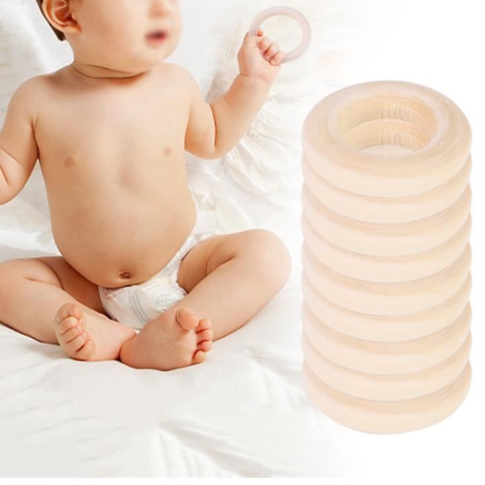 Lot De 40 Anneaux En Bois Naturel 4,5 Cm - Pour Macramé, Artisanat, Bijoux, Jouets Bébé - Diamètre Extérieur 4,5 Cm - 13