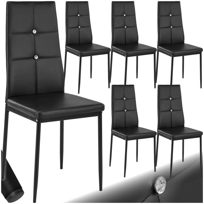 Ensemble de chaises - TECTAKE - lot de chaises avec strass assise rembourrée matière synthétique 40 x 42 x 97 cm - noir