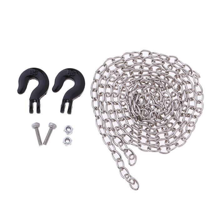 Chaîne De Sécurité Remorquage RC échelle 1/10 - Crochets En U Métal - Longueur 100 Cm - Pour Crawlers, Trail Trucks