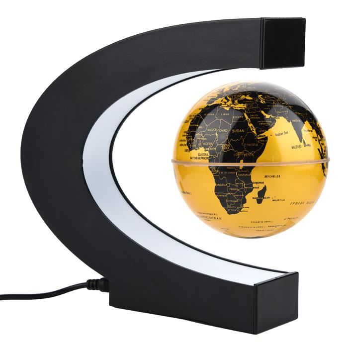 Globe Terrestre Flottant Magnétique Avec LED - Lévitation Électronique - Nouveauté Déco - Alimentation UK