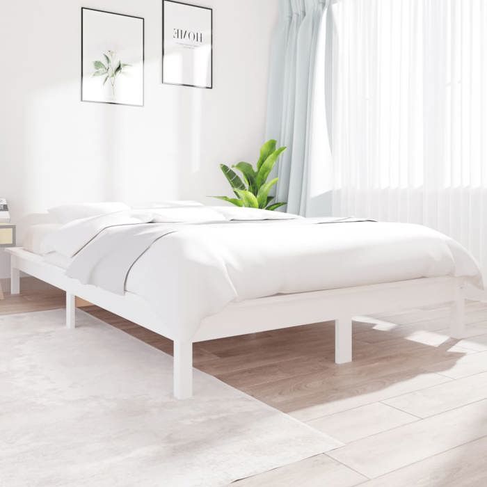vidaXL Cadre de lit Blanc 140x190 cm Bois de pin massif 820587