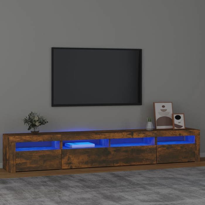 vidaXL Meuble TV avec Lumières LED Centre de Divertissement Rangement Meuble Média Meuble de Salon Salle de Séjour Maison 3152727