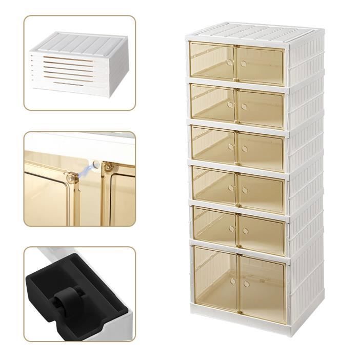 Boîte à chaussures pliante à 6 niveaux de 12 paires Willonin® Étagère Organisateur Porte-chaussures Sans Installation 44x35x117cm